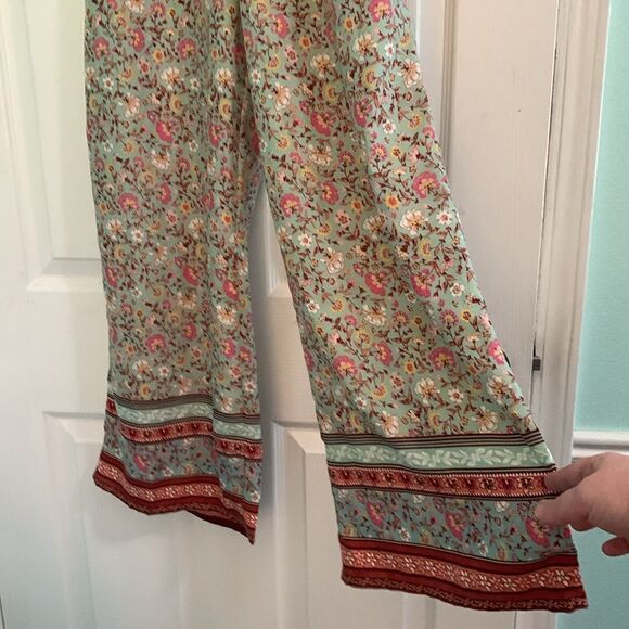 B*O*G Collective Teal And Pink Floral Halter Jumpsuit Size XS - Picture 3 of 7
